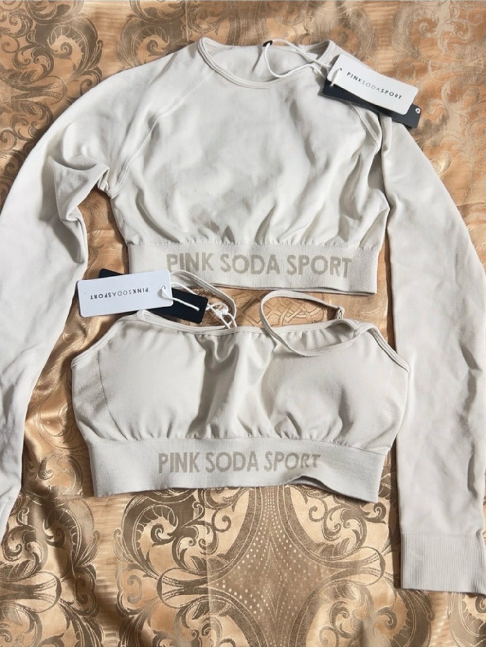 Women's Long Sleeve Crop Top - Cream
